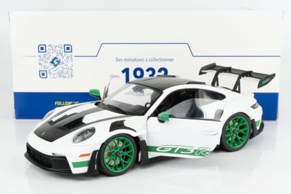 Solido 1:18 Porsche 911 (992) GT3 RS Weissach Package 2024 White with Green Stripes (S1812107) Diecast Model 11 Solido 1:18 Porsche 911 (992) GT3 RS Weissach Package 2024 White with Green Stripes (S1812107) Diecast Model