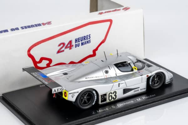 Spark 1:43 Sauber C9 No.63, Winner Le Mans 1989 J. Mass - S. Dickens - M Reuter (43LM89) Resin Model 4 Spark 1:43 Sauber C9 No.63 Winner 24H Le Mans 1989 Mass Dickens Reuter (43LM89) Resin Model - rear view