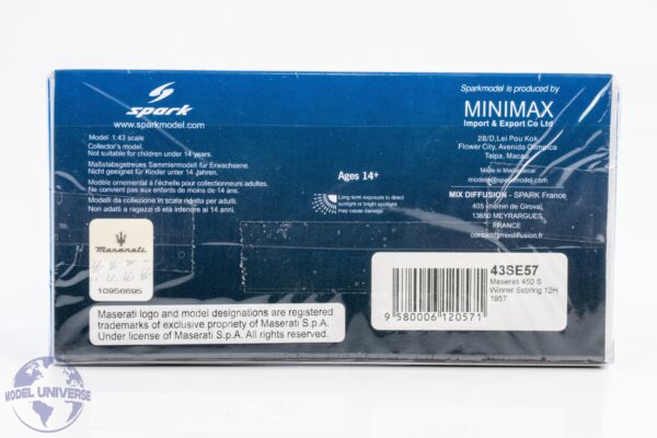 Spark - 1:43 Maserati 450 S Fangio Behra No.19 Winner 12h Sebring 1957 - Resin Model 7 Spark - 1:43 Maserati 450 S Fangio Behra No.19 Winner 12h Sebring 1957 - Resin Model