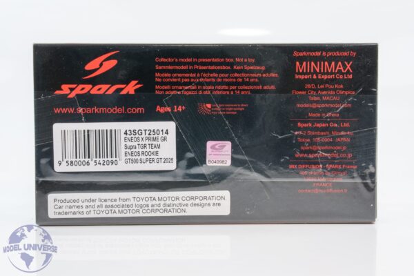Spark - 1:43 Toyota GR Supra Eneos No.14 Oshima, Fukuzumi Super GT500 2025 - Resin Model 6 Spark - 1:43 Toyota GR Supra Eneos No.14 Oshima, Fukuzumi Super GT500 2025 - Resin Model