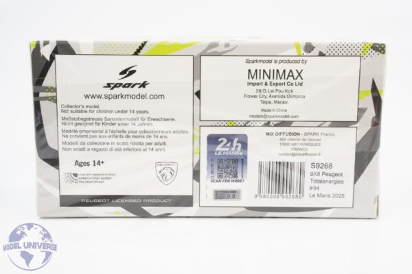 Spark - 1:43 Peugeot 9X8 No.94 Peugeot Totalenergies 2025 24h Le Mans - L.Duval, M.Jakobsen, S.Vandoorne - Resin Model 5 Spark - 1:43 Peugeot 9X8 No.94 Peugeot Totalenergies 2025 24h Le Mans - L.Duval, M.Jakobsen, S.Vandoorne - Resin Model