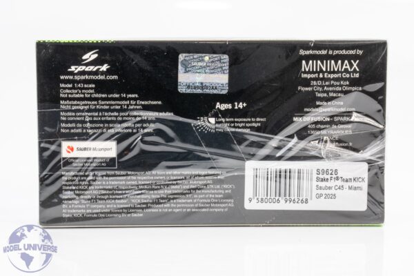 Spark - 1:43 Kick Sauber C45 No.5 Gabriel Bortoleto Miami GP 2025 - Resin Model 7 Spark - 1:43 Kick Sauber C45 No.5 Gabriel Bortoleto Miami GP 2025 - Resin Model