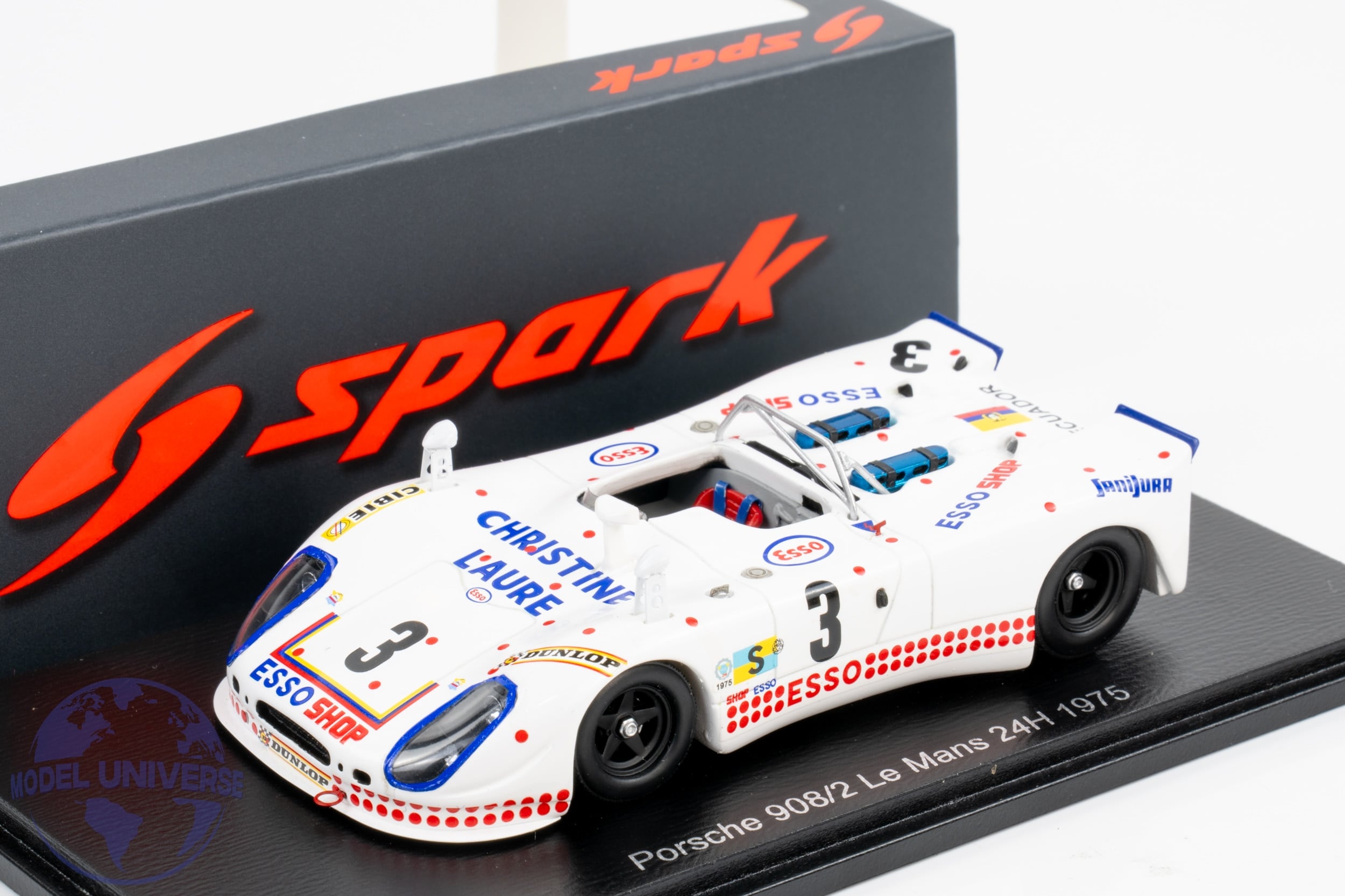 Spark - 1:43 Porsche 908/02 No.3 24h Le Mans 1975 Poirot, Ortega, Cuinet - Resin Model