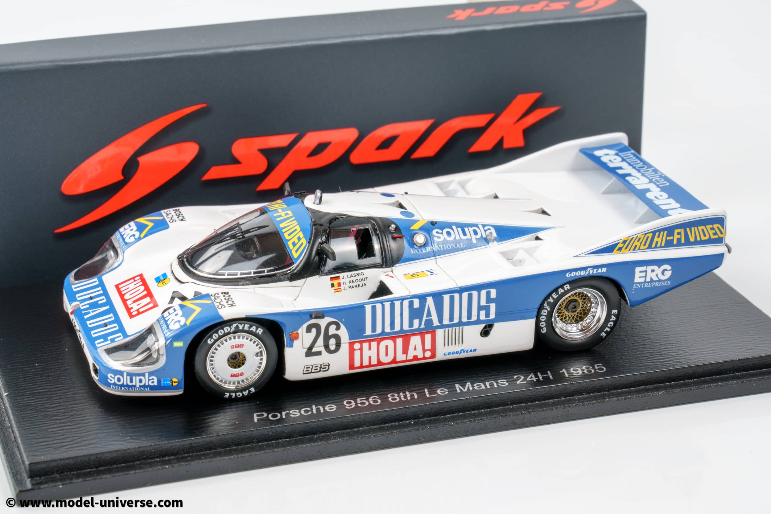 Spark - 1:43 Porsche 956 No.26 Ducados Obermaier No.26 24h Le Mans 1985 - Lassig, Pareja, Regout - Resin Model 1 Spark - 1:43 Porsche 956 No.26 Ducados Obermaier No.26 24h Le Mans 1985 - Lassig, Pareja, Regout - Resin Model