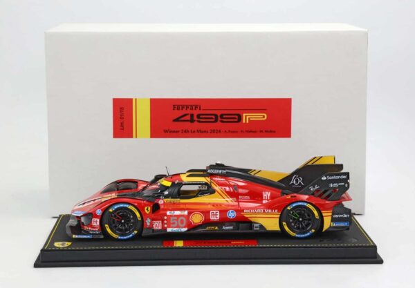 BBR - 1:18 Ferrari 499P No.50 Winner 24h Le Mans 2024 A.Fuoco, M.Molina, N.Nielsen - Limited Edition Resin Model Special Pack 9 BBR - 1:18 Ferrari 499P No.50 Winner 24h Le Mans 2024 A.Fuoco, M.Molina, N.Nielsen - Limited Edition Resin Model Special Pack