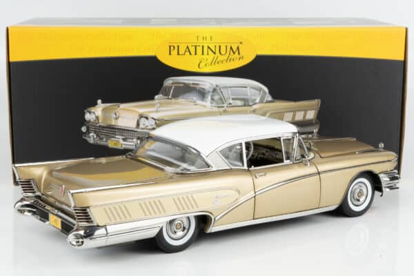 Sun Star - 1:18 Buick Limited Riviera Coupe Gold Mist / Glacier White 1958 (4807) Limited Edition Diecast Model 14 Sun Star - 1:18 Buick Limited Riviera Coupe Gold Mist / Glacier White 1958 (4807) Limited Edition Diecast Model