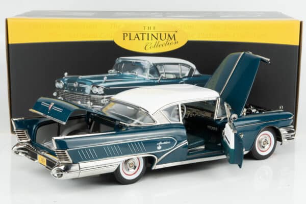 Sun Star - 1:18 Buick Limited Riviera Coupe Dark Turquoise / Glacier White 1958 (4808) Limited Edition Diecast Model 17 Sun Star - 1:18 Buick Limited Riviera Coupe Dark Turquoise / Glacier White 1958 (4808) Limited Edition Diecast Model