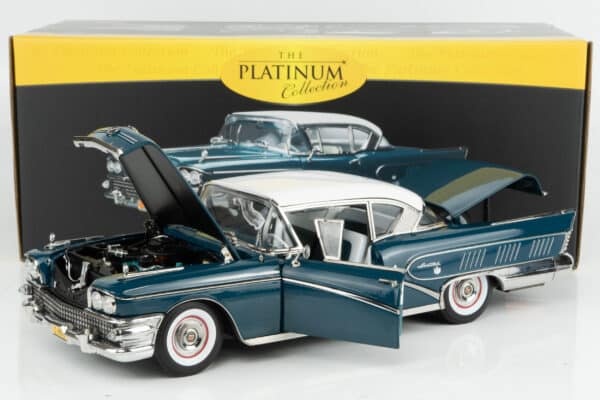 Sun Star - 1:18 Buick Limited Riviera Coupe Dark Turquoise / Glacier White 1958 (4808) Limited Edition Diecast Model 16 Sun Star - 1:18 Buick Limited Riviera Coupe Dark Turquoise / Glacier White 1958 (4808) Limited Edition Diecast Model