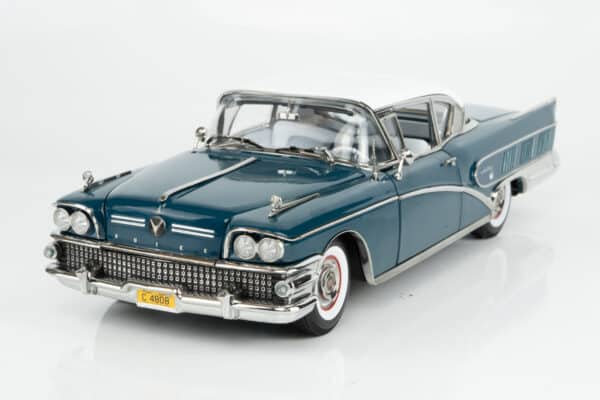Sun Star - 1:18 Buick Limited Riviera Coupe Dark Turquoise / Glacier White 1958 (4808) Limited Edition Diecast Model 28 Sun Star - 1:18 Buick Limited Riviera Coupe Dark Turquoise / Glacier White 1958 (4808) Limited Edition Diecast Model