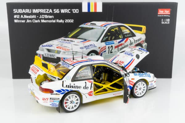 Sun Star - 1:18 Subaru Impreza S6 WRC '00 No.12 Andrew Nesbitt Winner Jim Clark Memorial Rally 2002 (5752) Limited Edition Diecast Model 16 Sun Star - 1:18 Subaru Impreza S6 WRC '00 No.12 Andrew Nesbitt Winner Jim Clark Memorial Rally 2002 (5752) Limited Edition Diecast Model