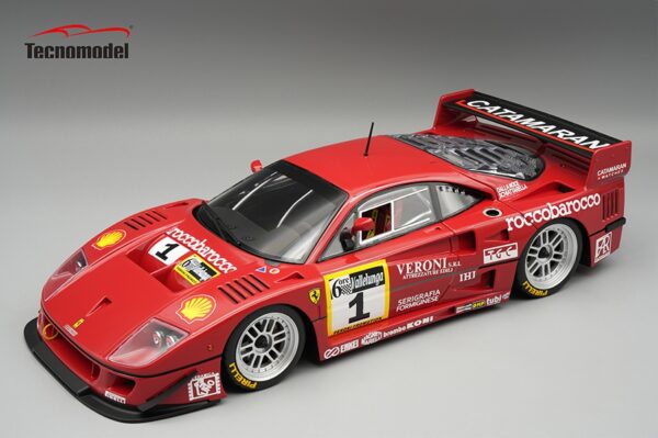 Tecnomodel - 1:18 Ferrari F40 LM 1996 6h Vallelunga Gold Cup Andrea Schiattarella, Luciano Della Noce No.1 Opening Engine Cover - Limited Edition Resin Model