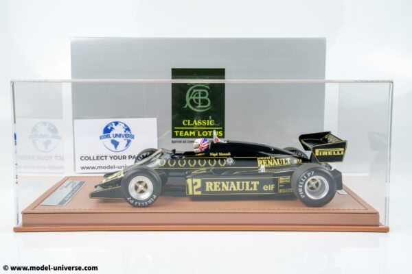 Tecnomodel - 1:18 Lotus 94T No.12 Nigel Mansell British GP 1983 with Driver Figure - Limited Edition Resin Model with Display Case 15 Tecnomodel - 1:18 Lotus 94T JPS No.12 Nigel Mansell British GP with Driver Figure - Limited Edition Resin Model with Display Case