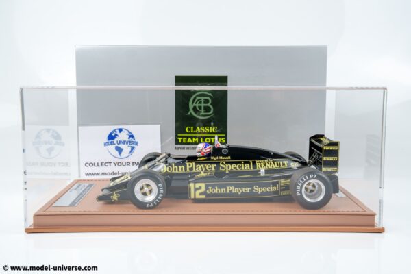 Tecnomodel - 1:18 Lotus 94T JPS No.12 Nigel Mansell GP European GP with Driver Figure - Limited Edition Resin Model with Display Case 15 Tecnomodel - 1:18 Lotus 94T No.12 Nigel Mansell European GP 1983 with Driver Figure - Limited Edition Resin Model with Display Case