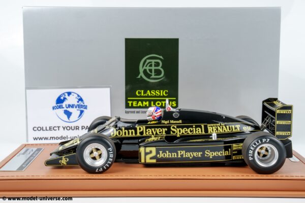 Tecnomodel - 1:18 Lotus 94T JPS No.12 Nigel Mansell GP European GP with Driver Figure - Limited Edition Resin Model with Display Case 14 Tecnomodel - 1:18 Lotus 94T No.12 Nigel Mansell European GP 1983 with Driver Figure - Limited Edition Resin Model with Display Case