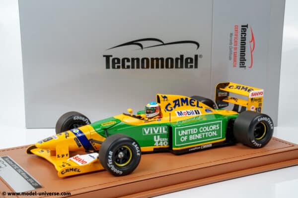Tecnomodel - 1:18 Benetton B192 No.19 Michael Schumacher Winner Belgian GP 1992 with Driver Figure - Limited Edition Resin Model with Display Case