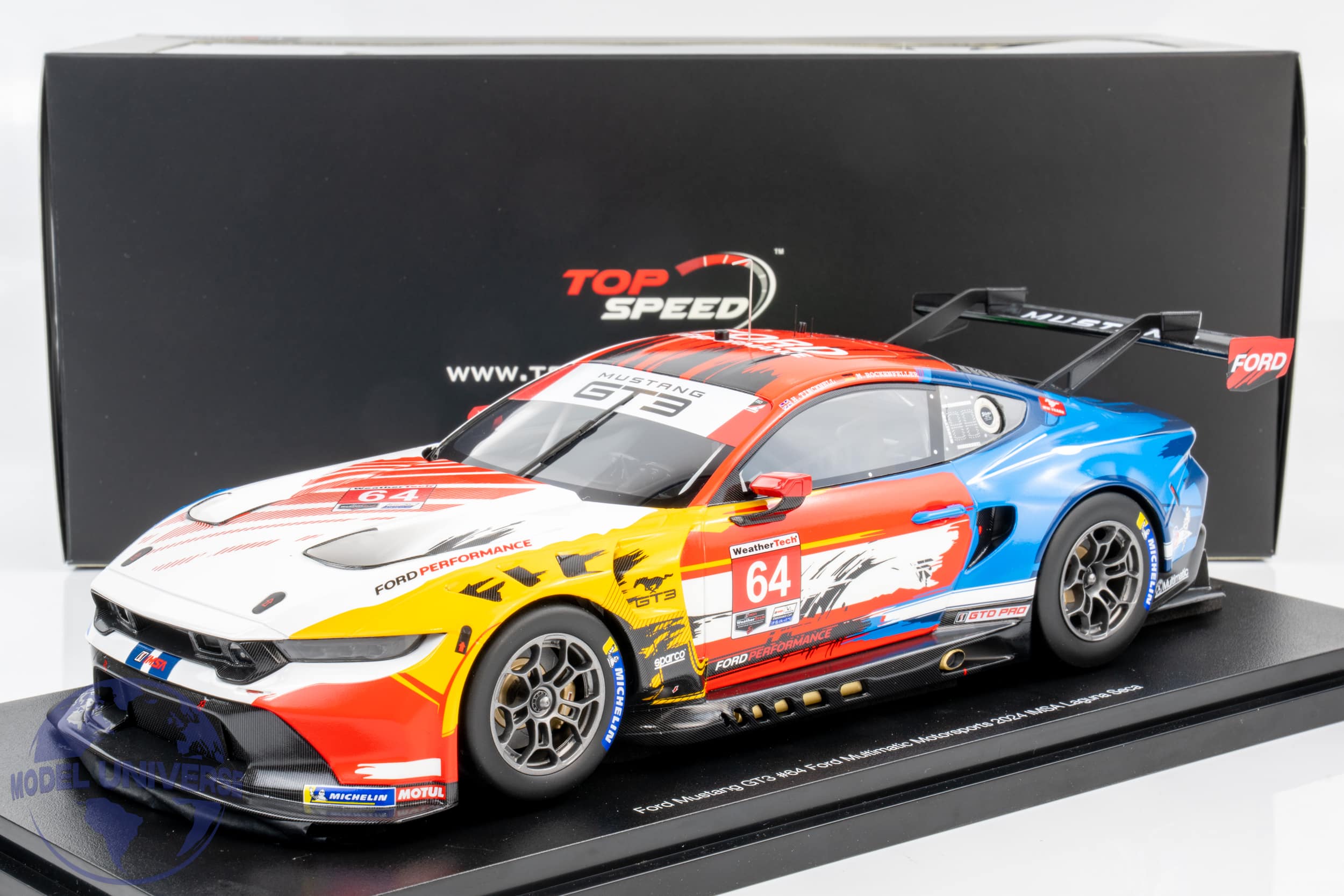 Top Speed - 1:18 Ford Mustang GT3 No.64 Multimatic Motorsports 2024 Laguna Seca - Resin Model