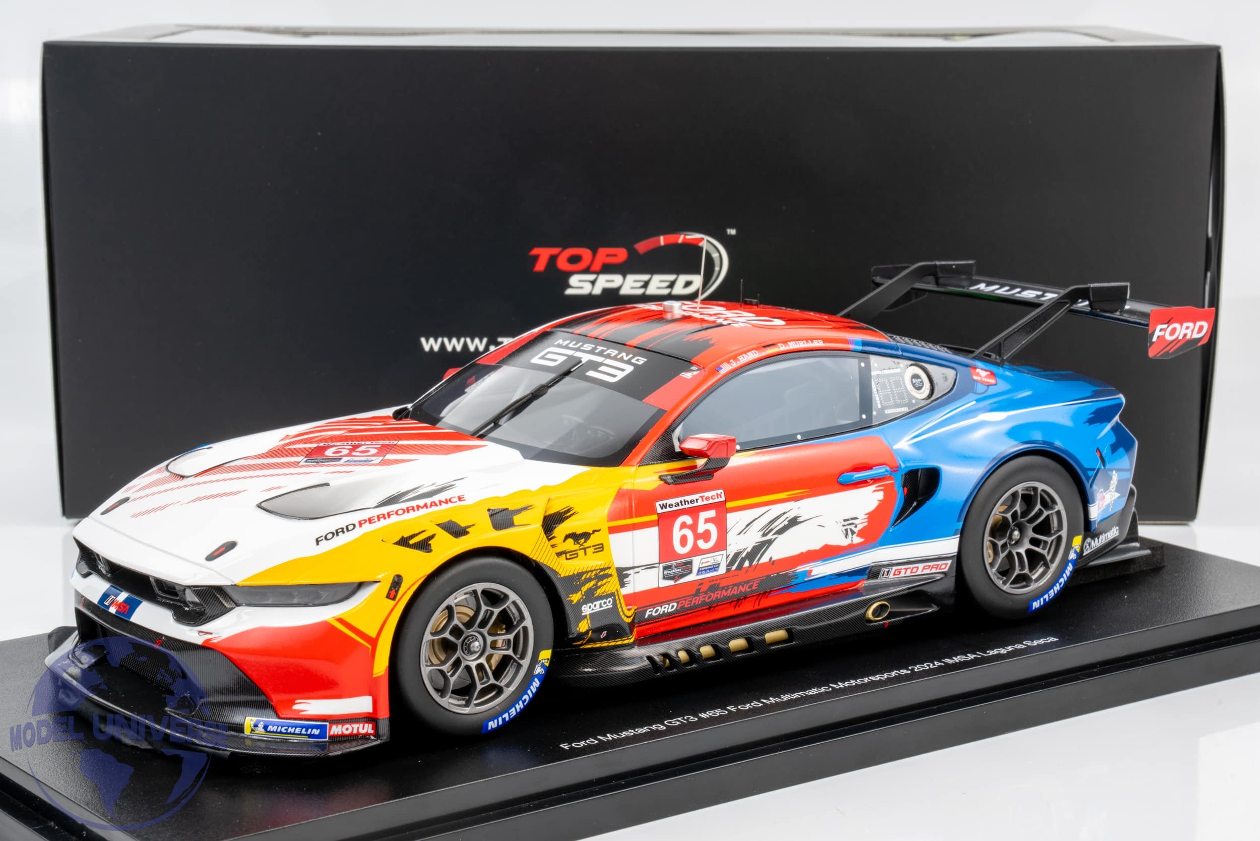 Top Speed - 1:18 Ford Mustang GT3 No.65 Multimatic Motorsports 2024 IMSA Laguna Seca - Resin Model