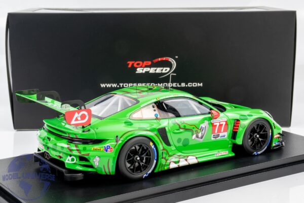 Top Speed - 1:18 Porsche 911 GT3 R No.77 AO Racing "Rexy" Class Winner 2025 IMSA Sebring 12h - Resin Model 6 Top Speed - 1:18 Porsche 911 GT3 R No.77 AO Racing
