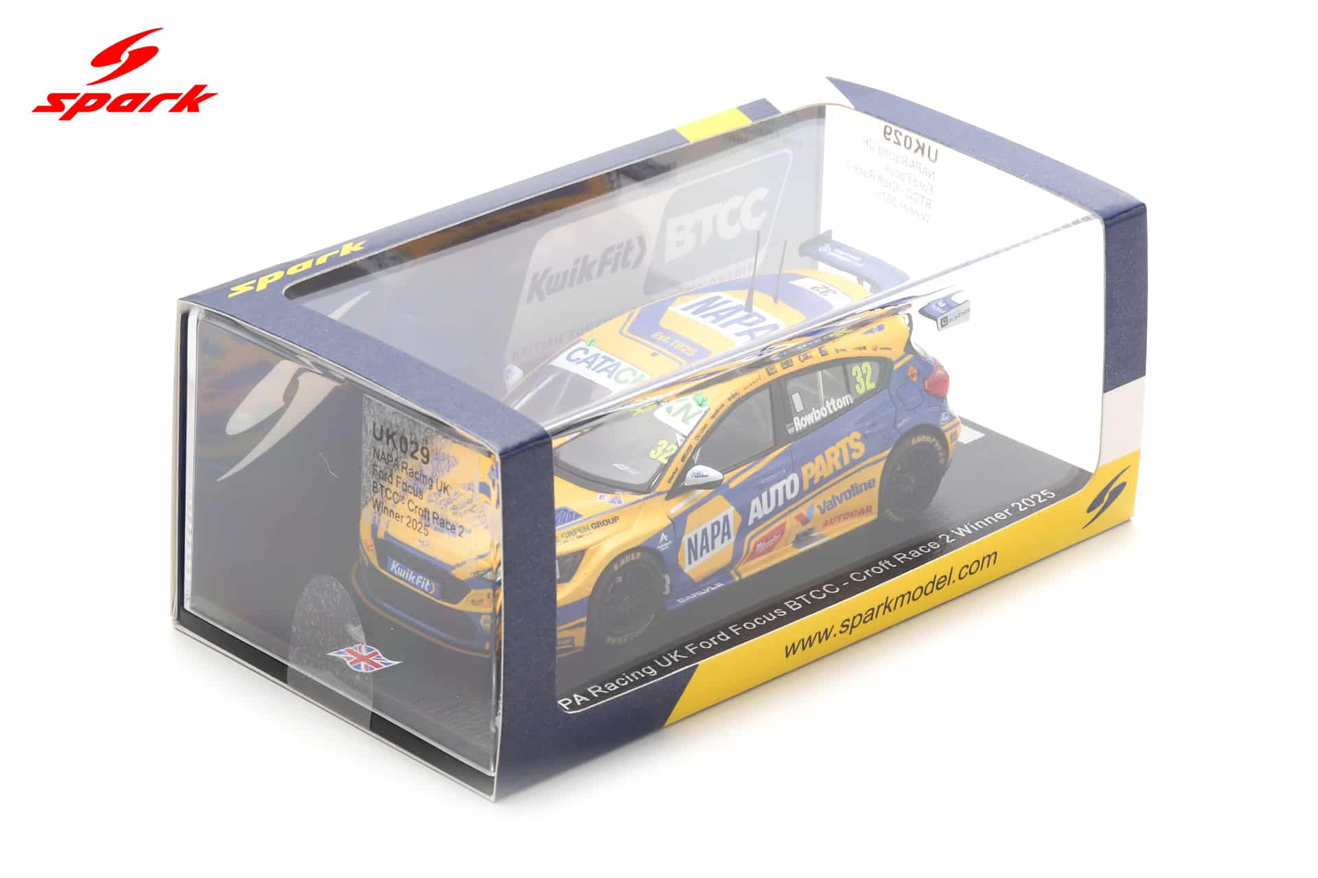 Spark 1:43 Ford Focus ST NAPA Racing No.32 Daniel Rowbottom BTCC Croft Race 2 Winner 2025 (UK029) Limited Edition Resin Model 2 Spark 1:43 Ford Focus ST NAPA Racing No.32 Daniel Rowbottom BTCC Croft Race 2 Winner 2025 (UK029) Limited Edition Resin Model - Image 2