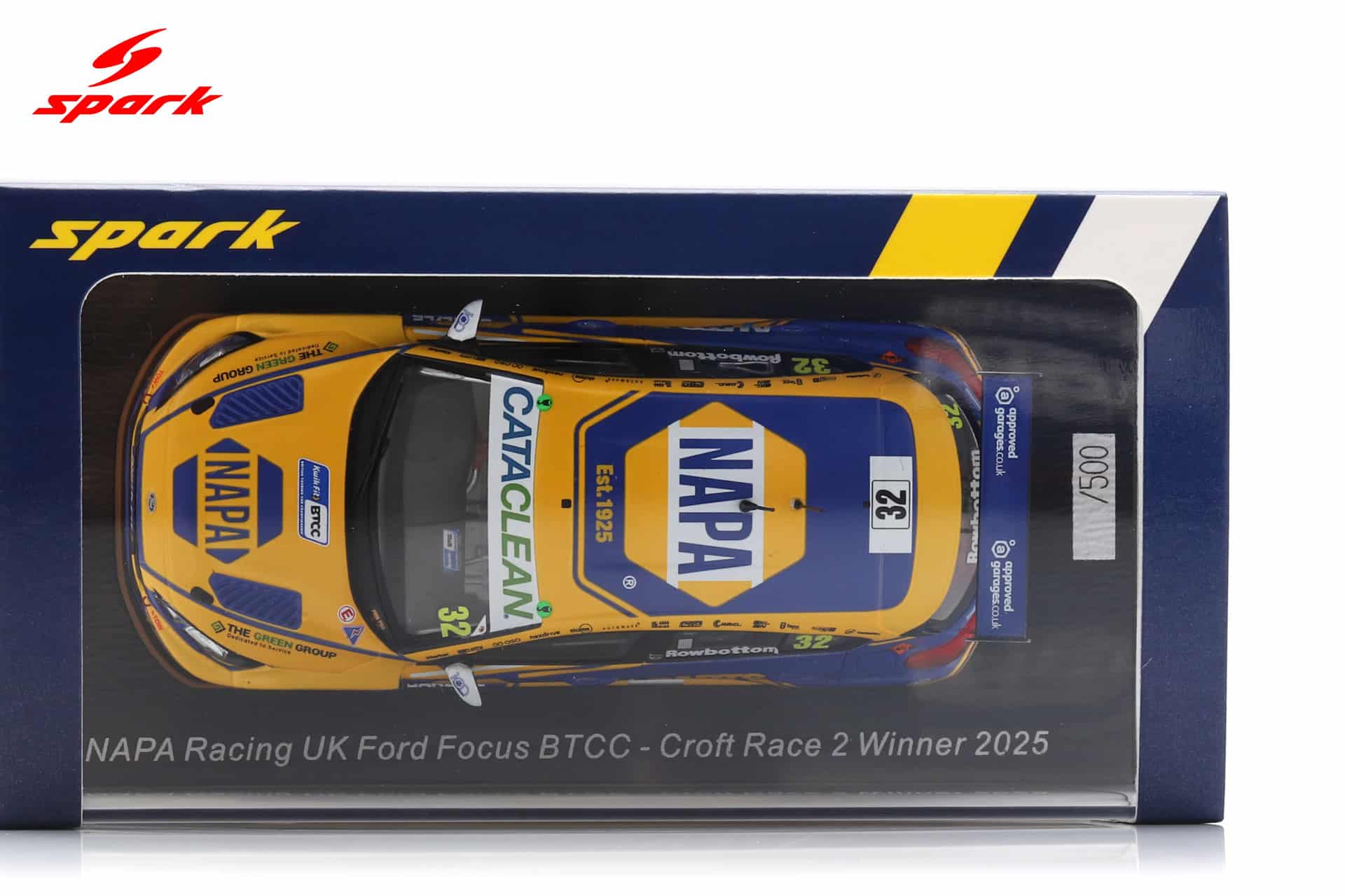 Spark 1:43 Ford Focus ST NAPA Racing No.32 Daniel Rowbottom BTCC Croft Race 2 Winner 2025 (UK029) Limited Edition Resin Model 4 Spark 1:43 Ford Focus ST NAPA Racing No.32 Daniel Rowbottom BTCC Croft Race 2 Winner 2025 (UK029) Limited Edition Resin Model - Image 4