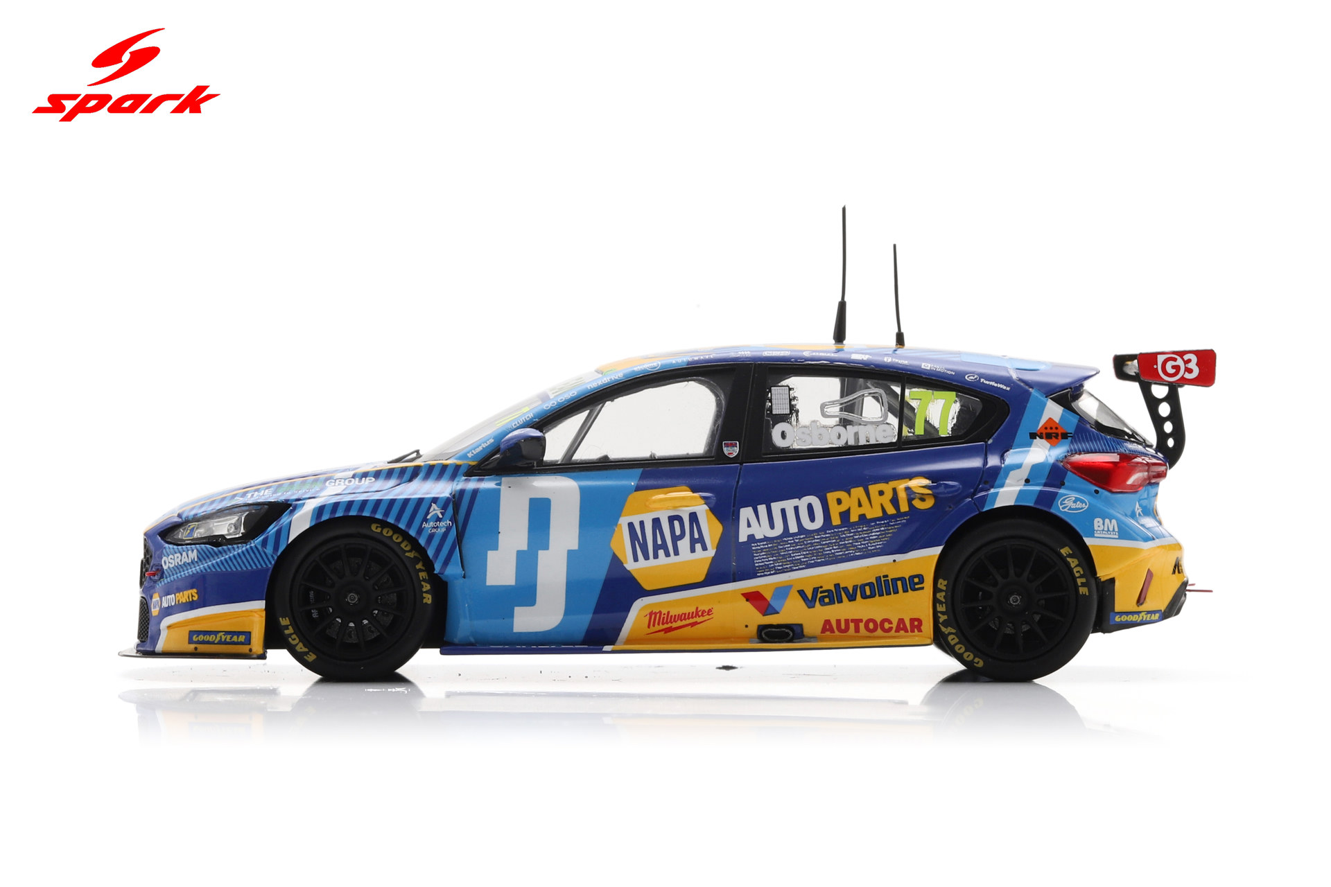 Spark 1:43 Ford Focus ST NAPA Racing UK No.77 Sam Osbourne BTCC Knockhill 2025 (UK038) Limited Edition Resin Model 9 Spark 1:43 Ford Focus ST NAPA Racing UK No.77 Sam Osbourne BTCC Knockhill 2025 (UK038) Limited Edition Resin Model - Image 9