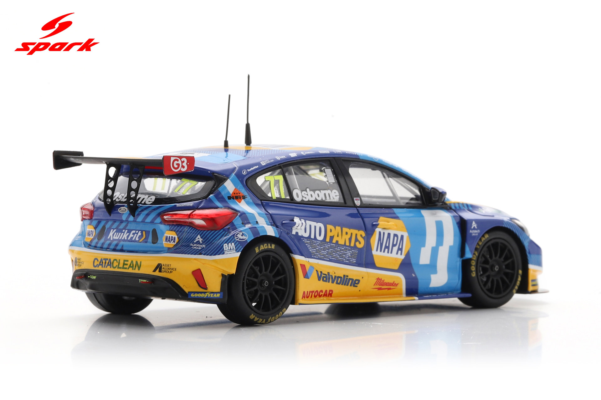 Spark 1:43 Ford Focus ST NAPA Racing UK No.77 Sam Osbourne BTCC Knockhill 2025 (UK038) Limited Edition Resin Model 5 Spark 1:43 Ford Focus ST NAPA Racing UK No.77 Sam Osbourne BTCC Knockhill 2025 (UK038) Limited Edition Resin Model - Image 5