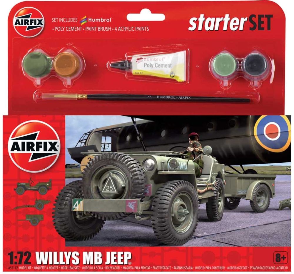 airfix - 1:76 willys mb jeep starter set