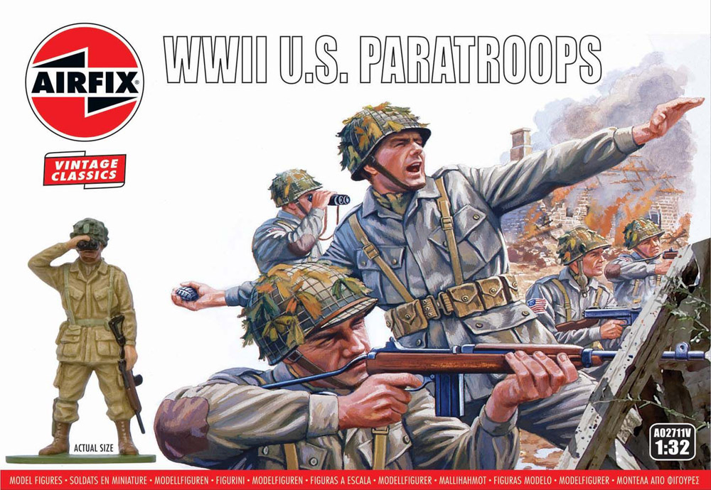airfix - 1:32 wwii u.s. paratroops (a02711v) model kit