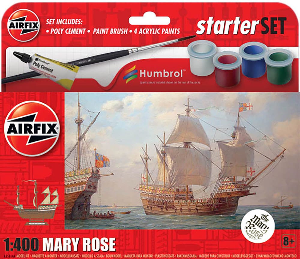 airfix - 1:400 mary rose starter set (a55114a) model kit