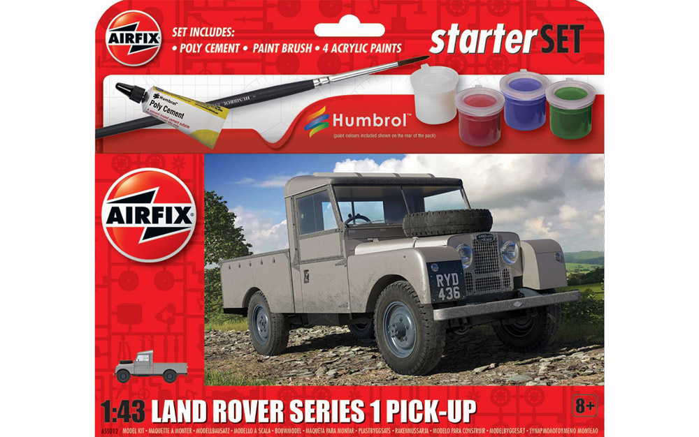 airfix - 1:43 land rover series 1 pick-up starter set (a55012) model kit