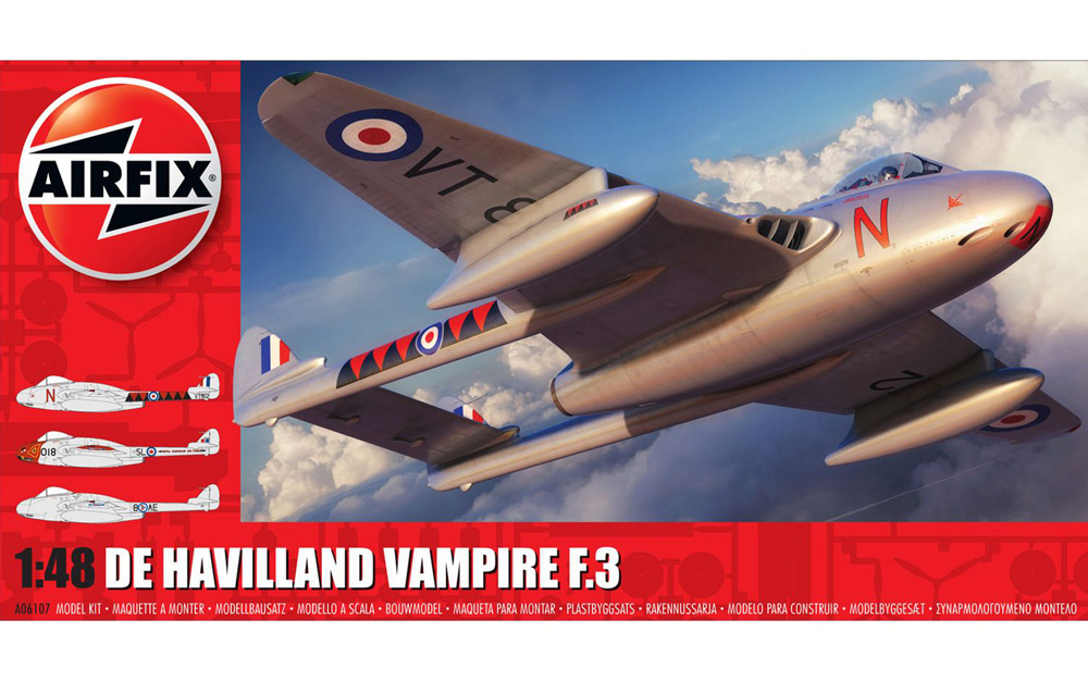 airfix - 1:48 de havilland vampire f.3 (a06107) model kit