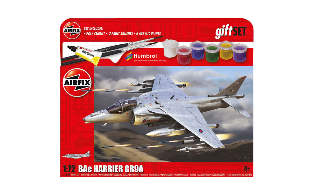 airfix - 1:72 bae harrier gr.9a gift set (a55300a) model kit