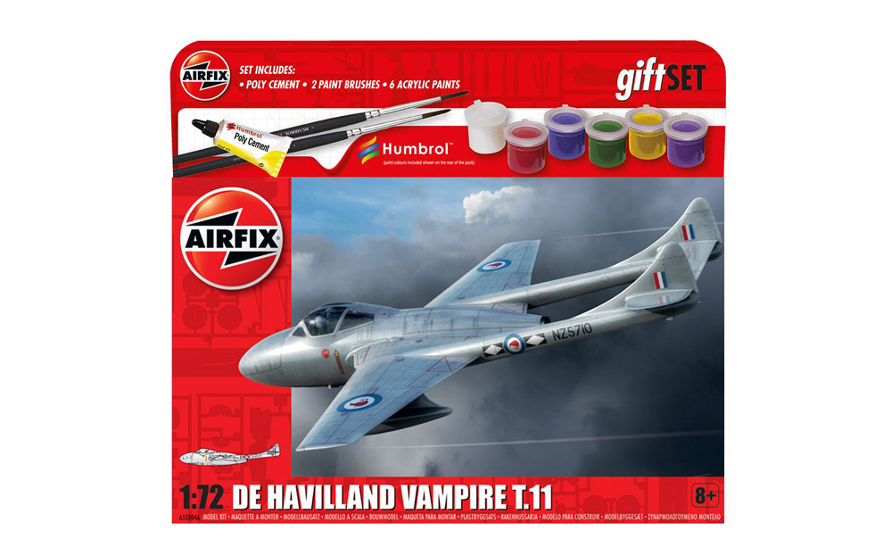 airfix - 1:72 de havilland vampire t.11 hanging gift set (a55204a) model kit