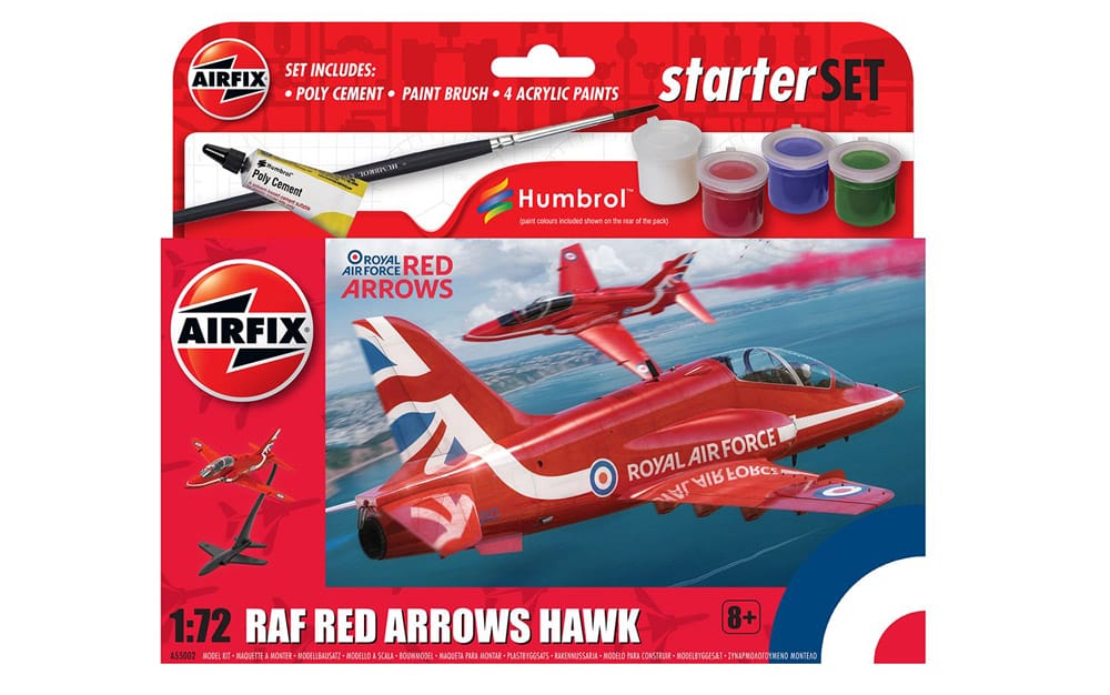 airfix - 1:72 red arrows hawk starter set (a55002) model kit