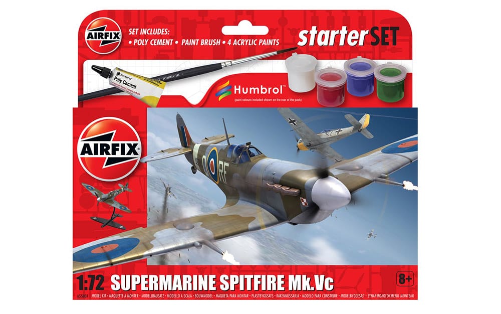 airfix - 1:72 supermarine spitfire mkvc starter set (a55001) model kit