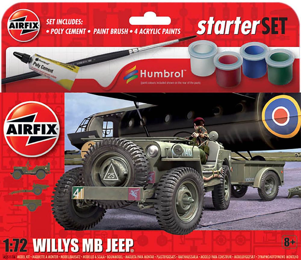 airfix - 1:72 willys mb jeep hanging gift set (a55117a) model kit