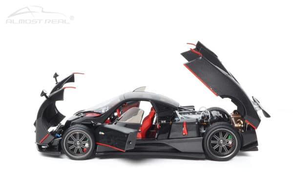 1:18 Pagani Zonda F Gloss Carbon Black with Red Stripe 2015 - Limited Edition Diecast Model - Almost Real