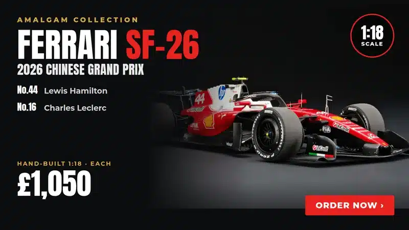 Diecast Model Shop - Model Universe 14 Amalgam 1:18 Ferrari SF-26 2026 Chinese GP Hamilton and Leclerc