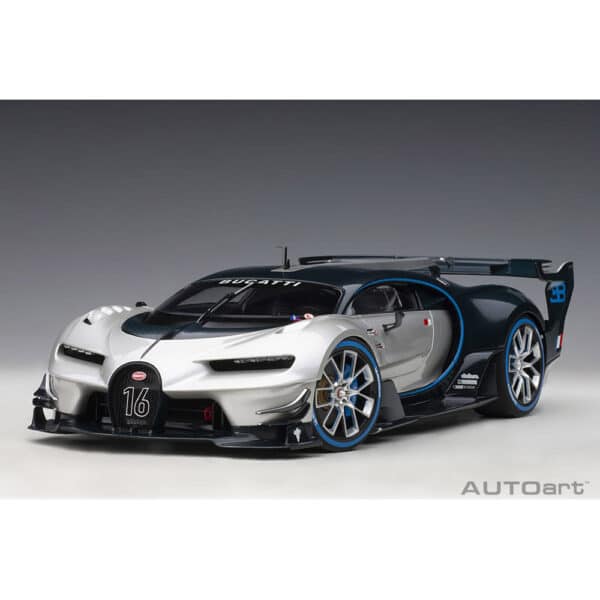 autoart - 1:18 bugatti vision gt (argent silver/blue carbon)