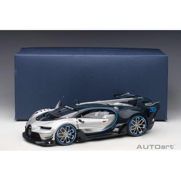 autoart - 1:18 bugatti vision gt (argent silver/blue carbon)
