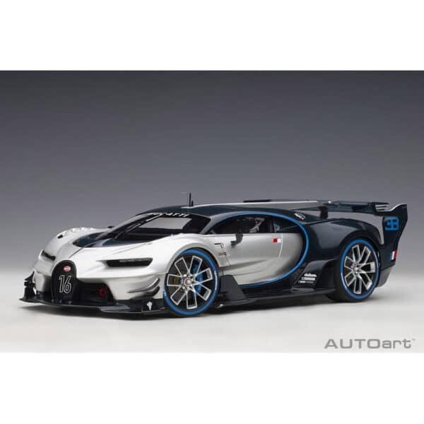 autoart - 1:18 bugatti vision gt (argent silver/blue carbon)