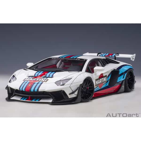 autoart - 1:18 liberty walk lb-works lamborghini aventador limited edition (martini livery)