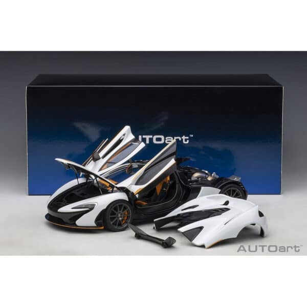autoart - 1:18 mclaren p1 (alaskan diamond white with orange accents)