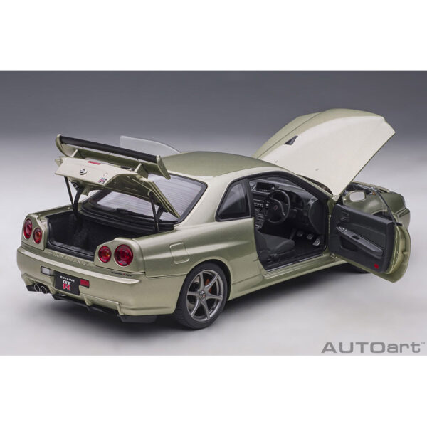 autoart - 1:18 nissan skyline gt-r (r34) v-spec ii n?r (millenium jade)