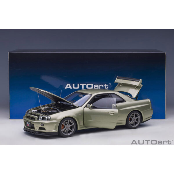 autoart - 1:18 nissan skyline gt-r (r34) v-spec ii n?r (millenium jade)