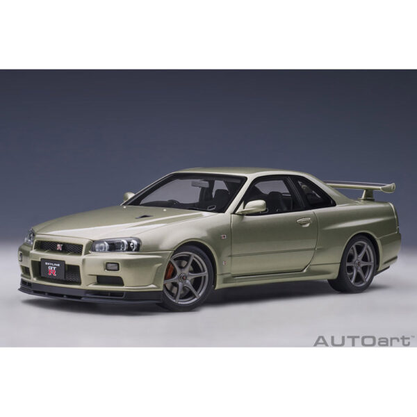 autoart - 1:18 nissan skyline gt-r (r34) v-spec ii n?r (millenium jade)