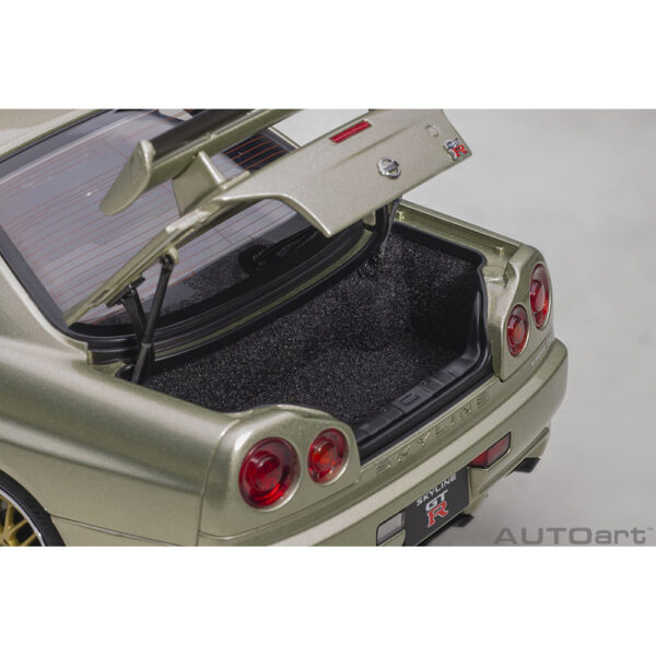 autoart - 1:18 nissan skyline gt-r (r34) v-spec ii n?r with bbs lm wheels (millenium jade)