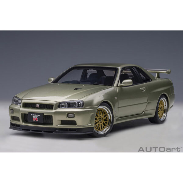 autoart - 1:18 nissan skyline gt-r (r34) v-spec ii n?r with bbs lm wheels (millenium jade)