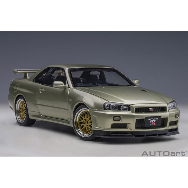 autoart - 1:18 nissan skyline gt-r (r34) v-spec ii n?r with bbs lm wheels (millenium jade)