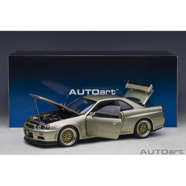 autoart - 1:18 nissan skyline gt-r (r34) v-spec ii n?r with bbs lm wheels (millenium jade)